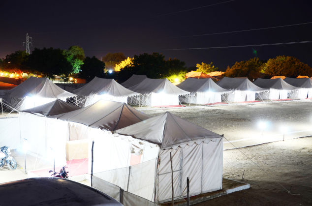 Tent House Room at Night in Allahabad